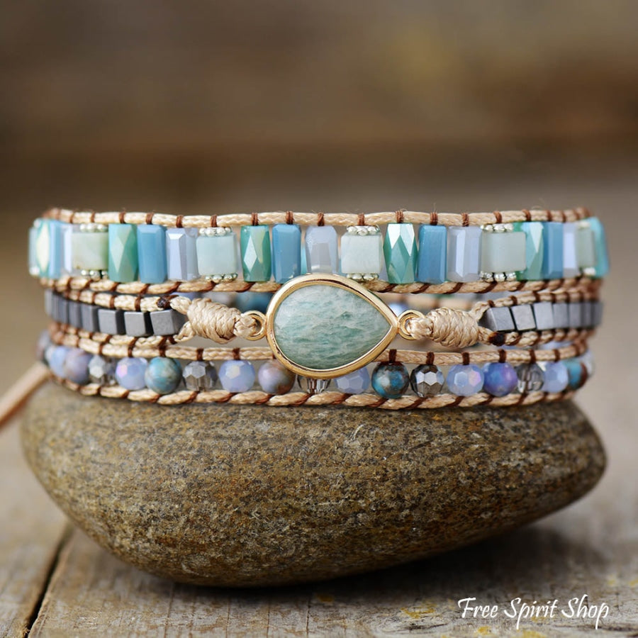 Naomi | Amazonite Drop & Crystal Bead