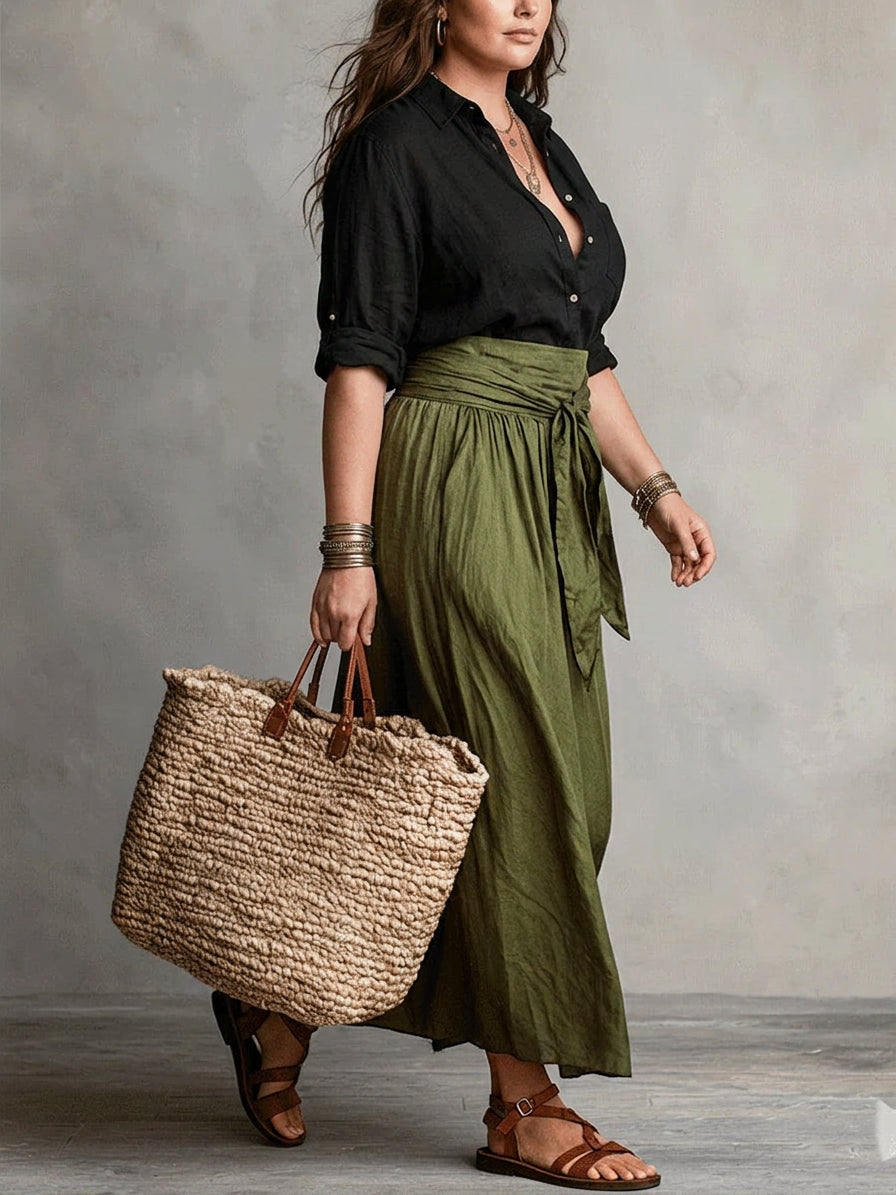 Vera | Two-Piece Tee and Midi Skirt Set