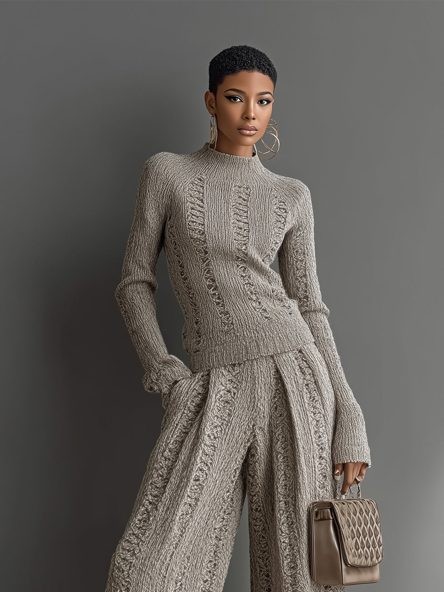 Yvonne | Taupe Elegant Knit Textured