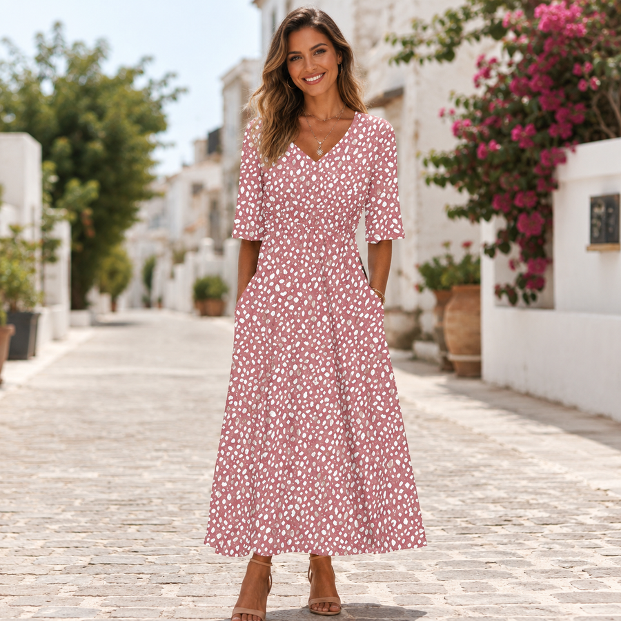 Tess™ | Elegant Midi Dress with Tummy-Concealing Design