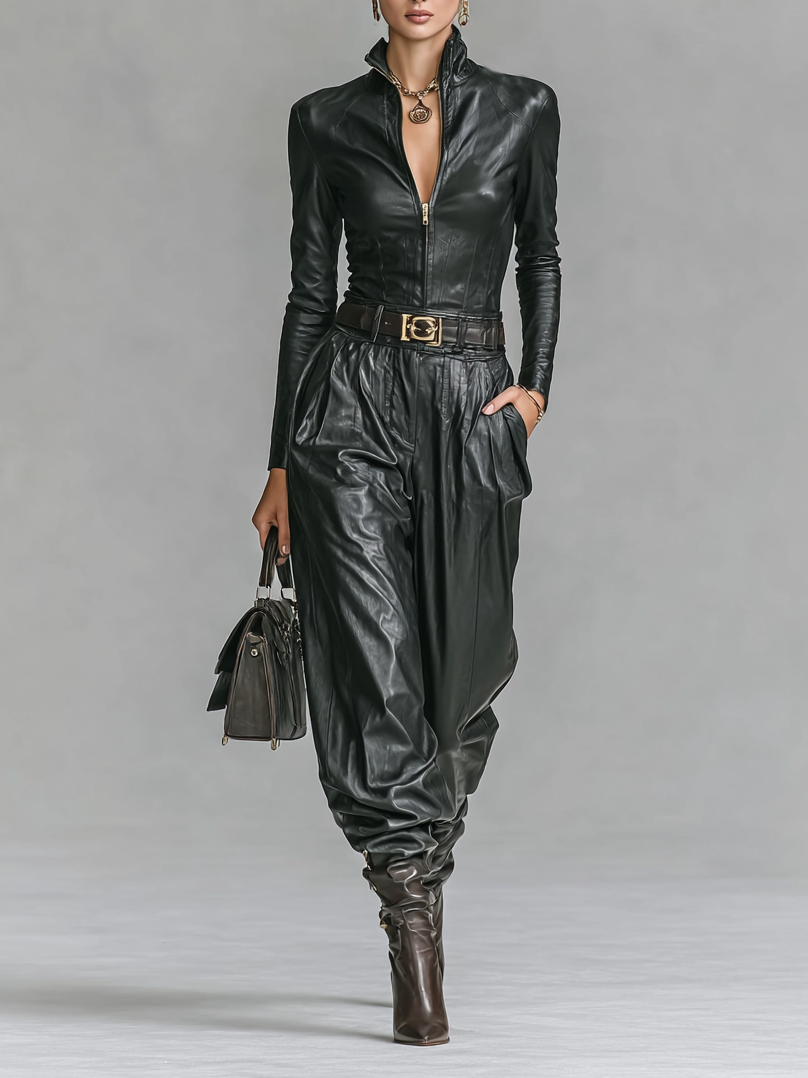 Elsie | Leather Shirt Set