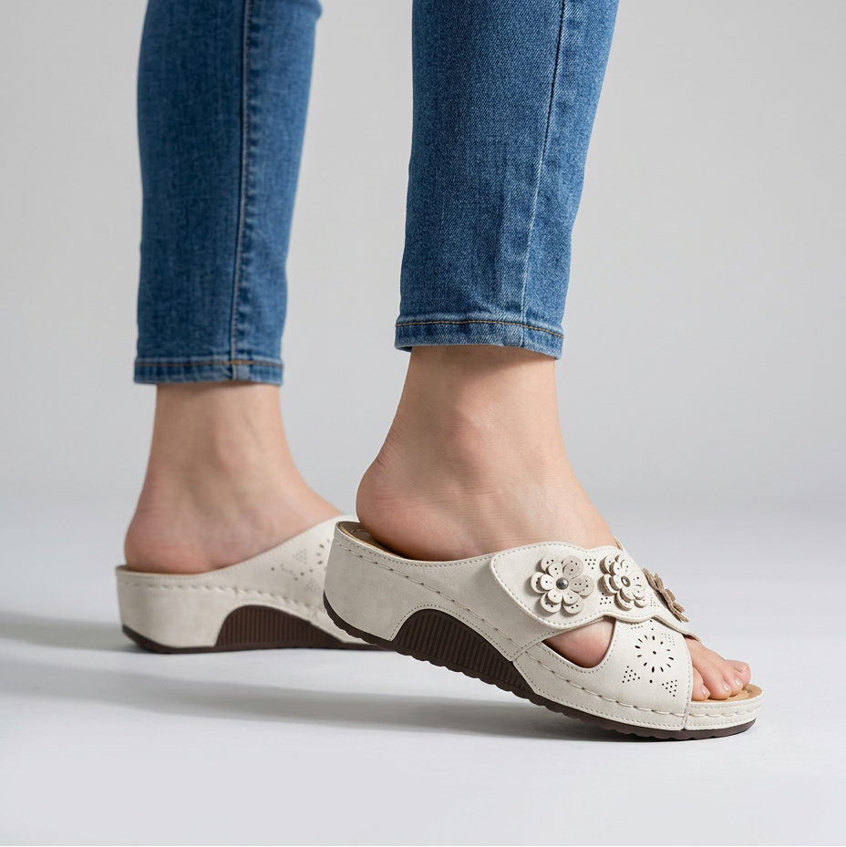 GINA | FLORAL WEDGE SANDALS