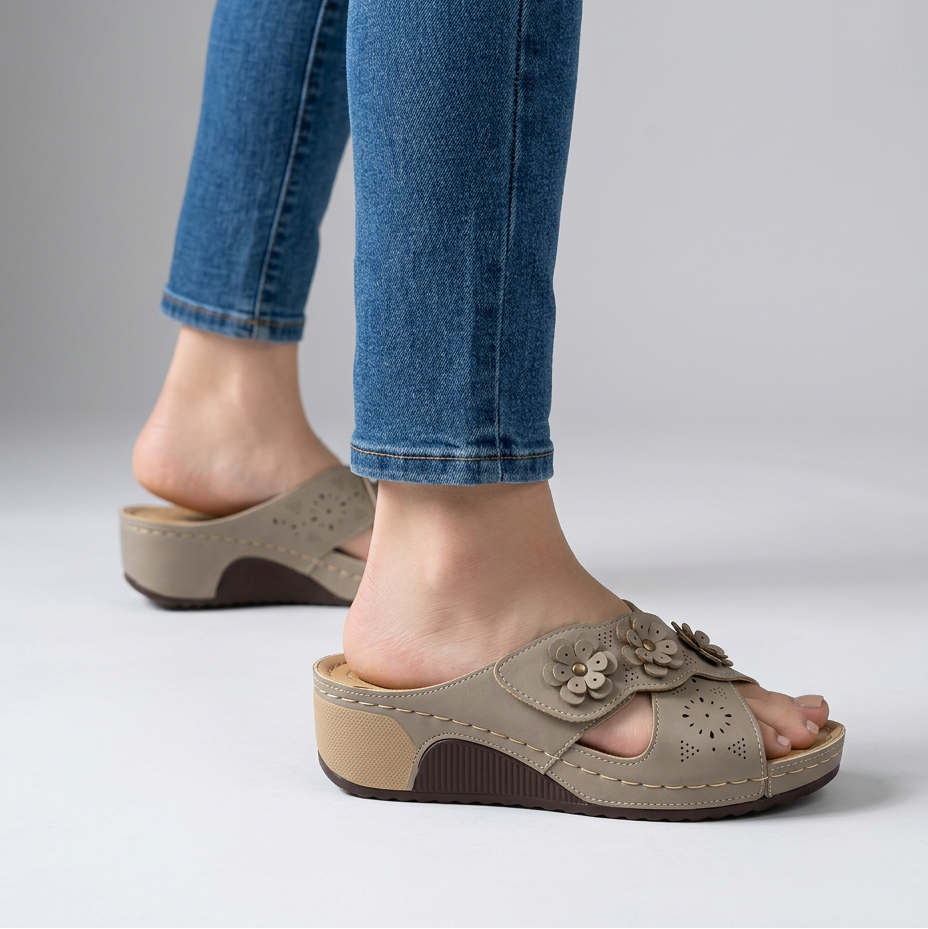 GINA | FLORAL WEDGE SANDALS