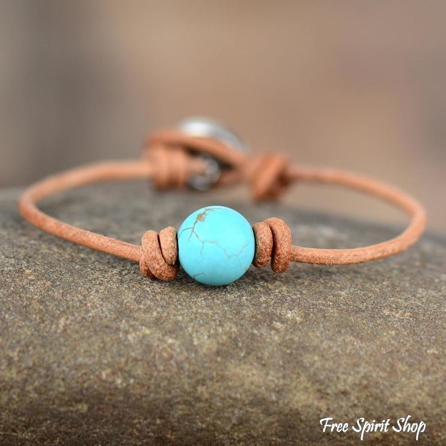 Daisy | Single Bead Turquoise Leather