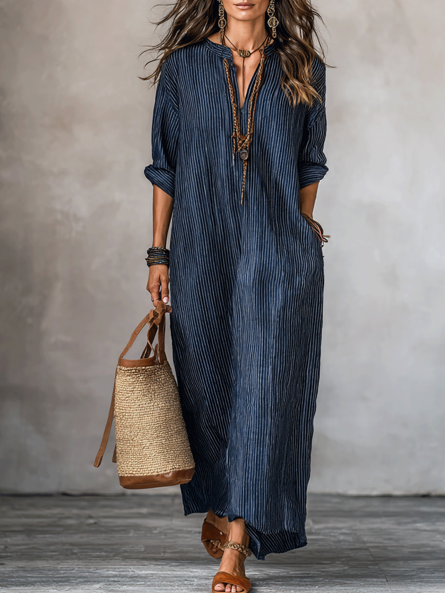 Opal | Indigo Loose-Fit Maxi Dress