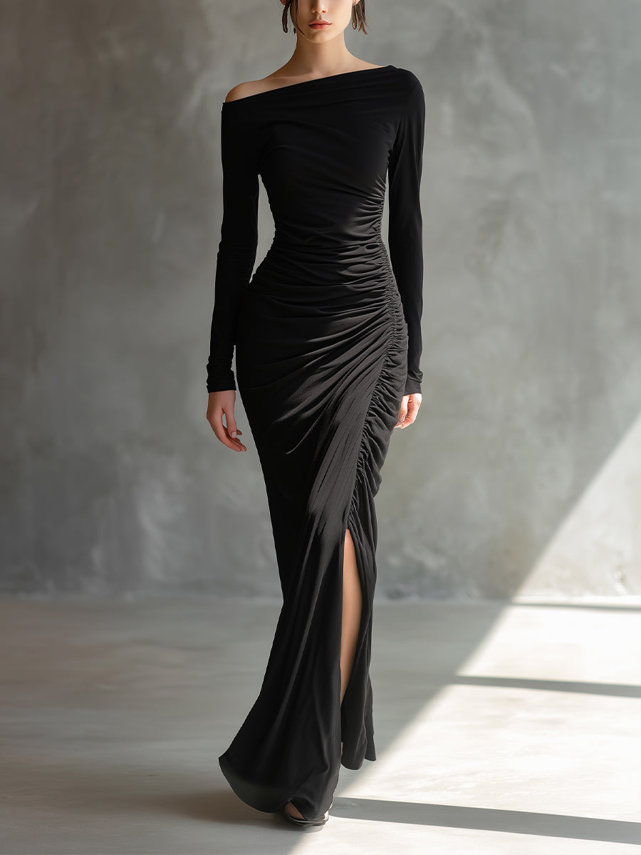 Aggie | Black Elegant Jersey Off