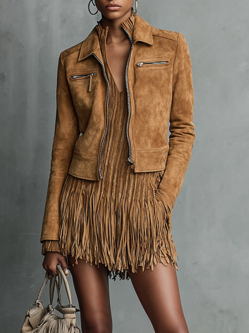 Bel | Fashion Cropped Suede Lapel