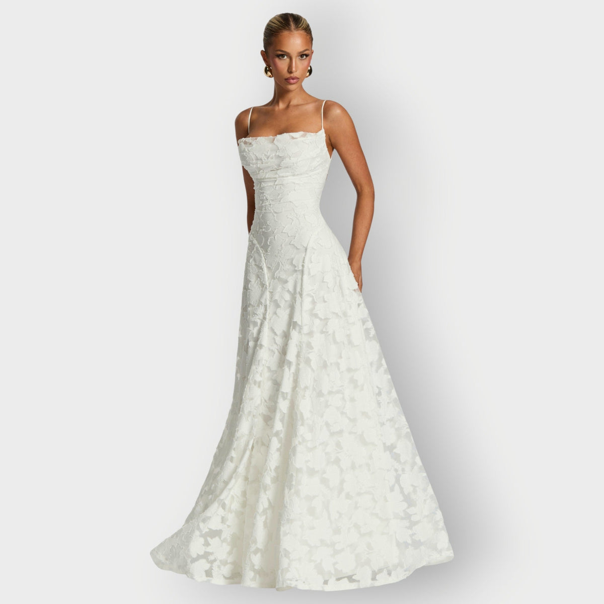 Maevira | Elegant Strapless Floral Evening Velvet Gown