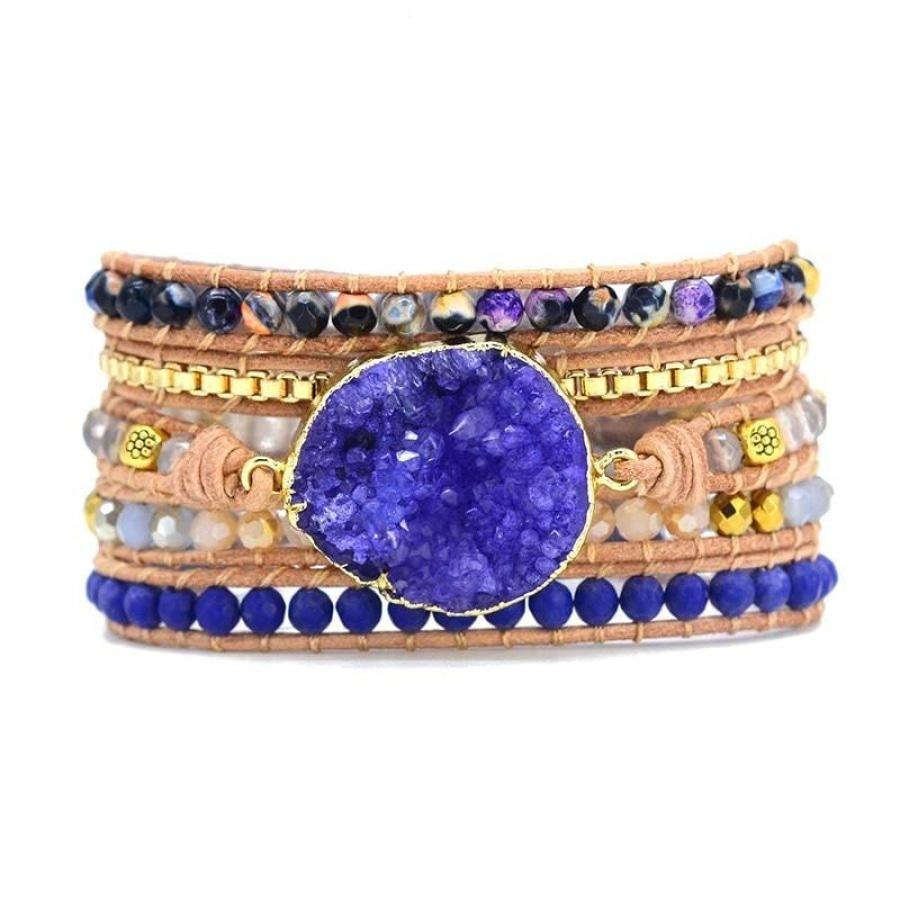 Sandra | Handmade Blue Druzy Beaded Wrap