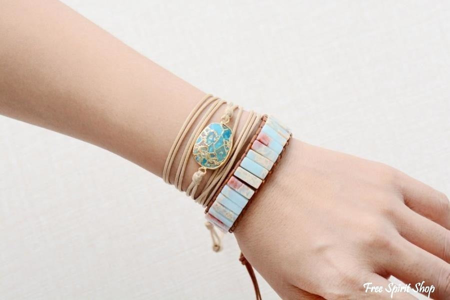 Sienna | Handmade Blue Shoushan Stone Leather