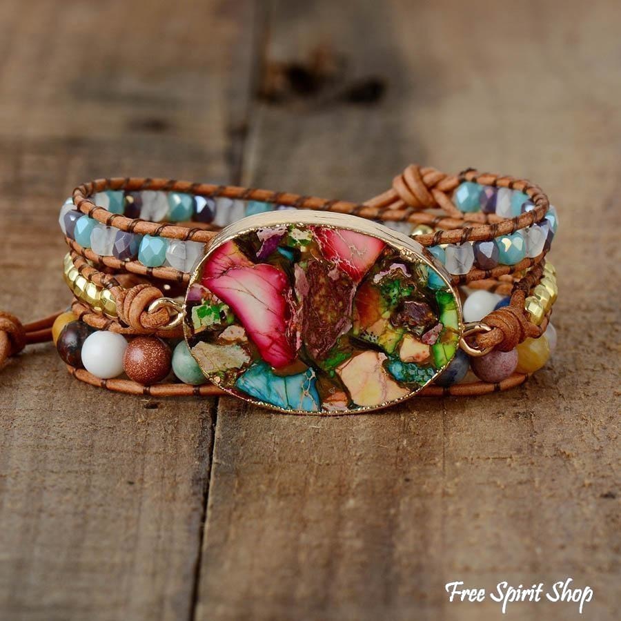 Beatrice | Handmade Color Splash Jasper Wrap