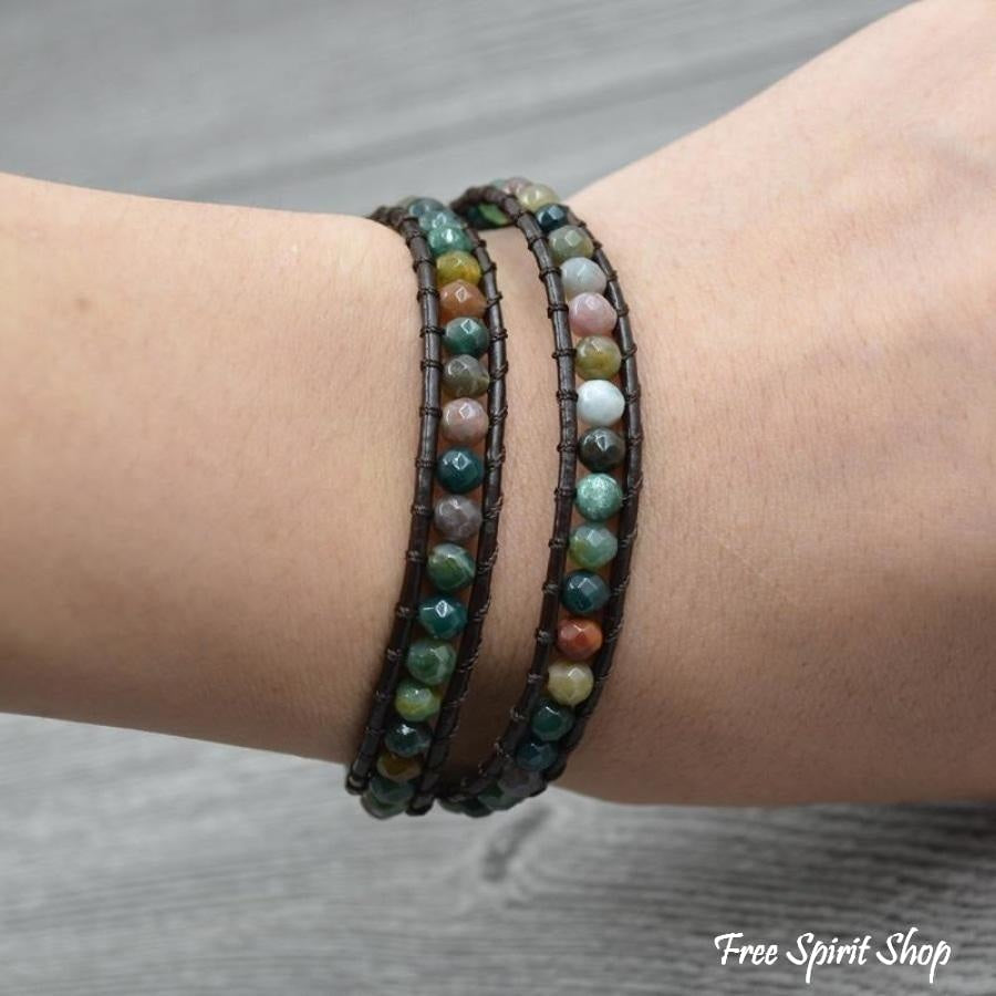 Sally | Handmade Indian Agate Leather Wrap