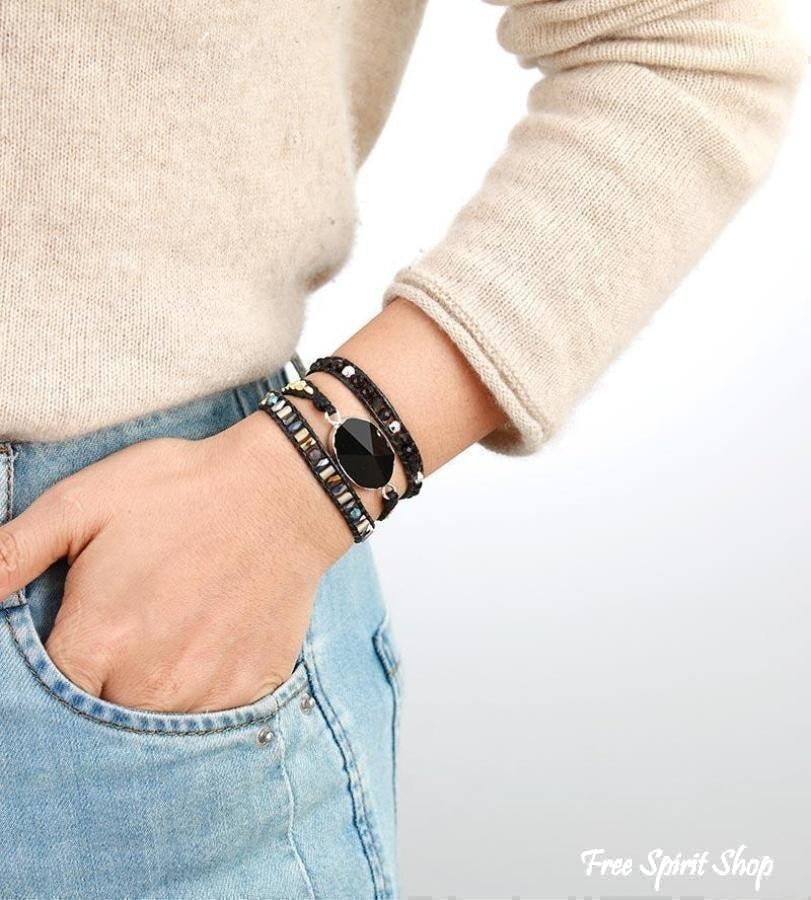 Lucia | Handmade Natural Black Onyx Wrap