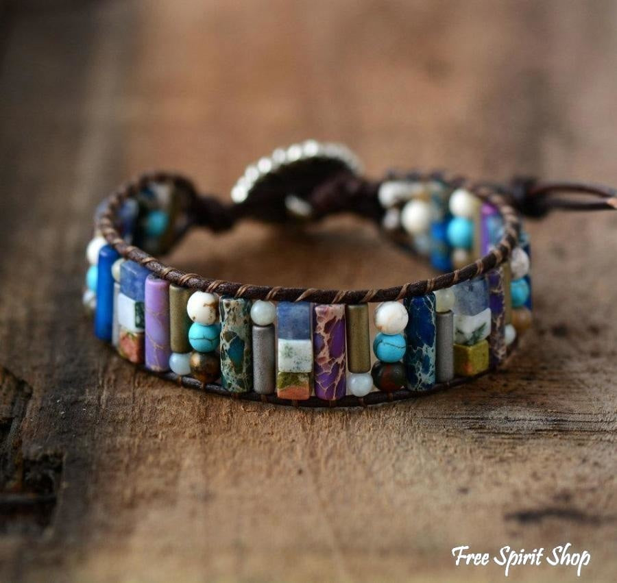 Sadie | Handmade Natural Gemstone Sunflower Leather