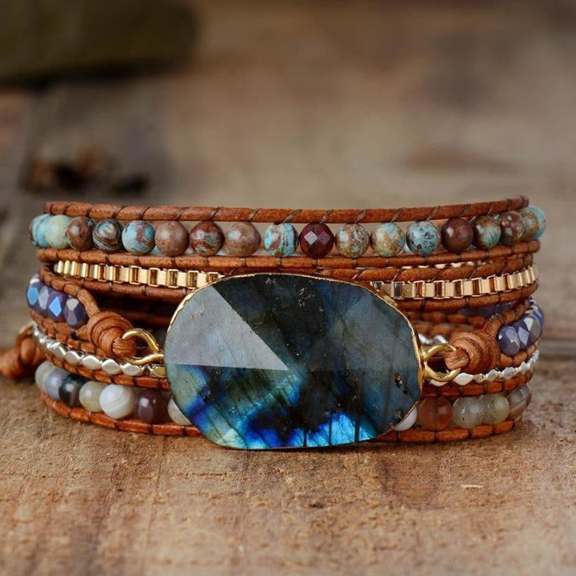 Amara | Handmade Natural Labradorite Agate &