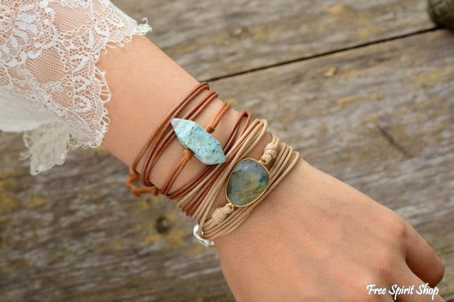 Helen | Handmade Natural Labradorite Gemstone Wrap