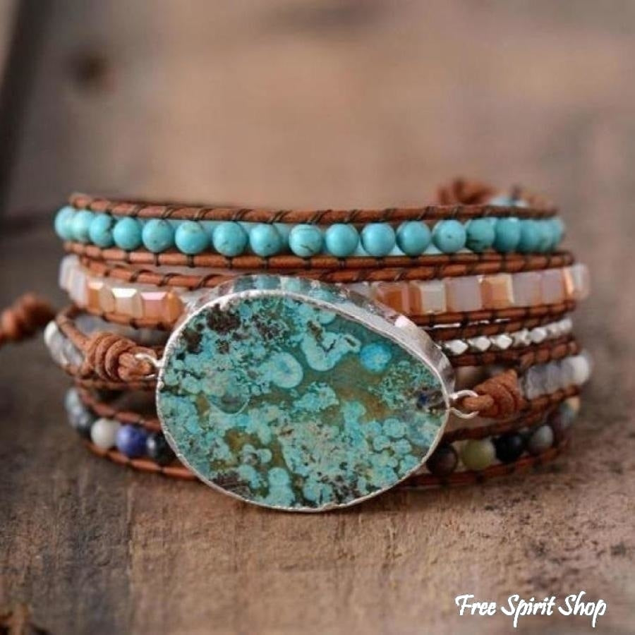Audrey | Handmade Natural Ocean Jasper Leather