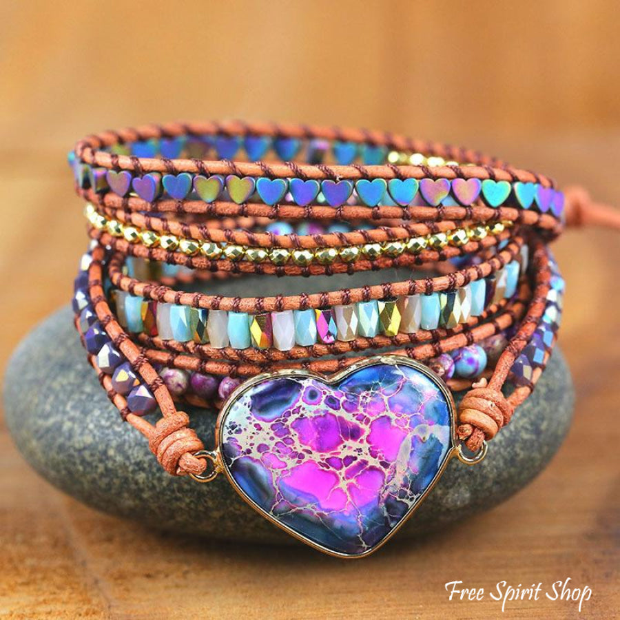 Evelyn | Handmade Purple Jasper Heart Wrap