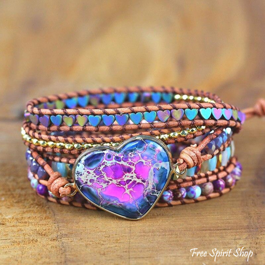 Evelyn | Handmade Purple Jasper Heart Wrap