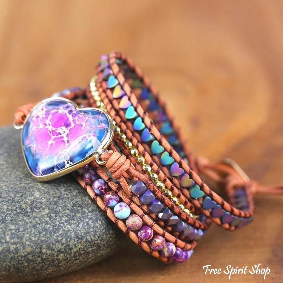 Evelyn | Handmade Purple Jasper Heart Wrap