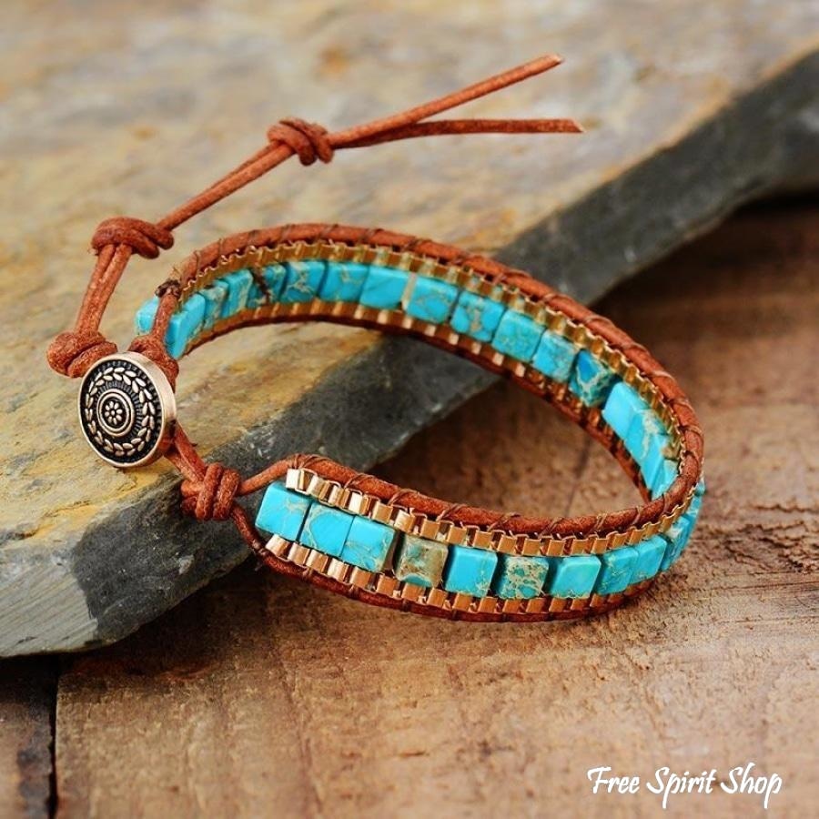 Wren | Handmade Turquoise Howlite Square Bead