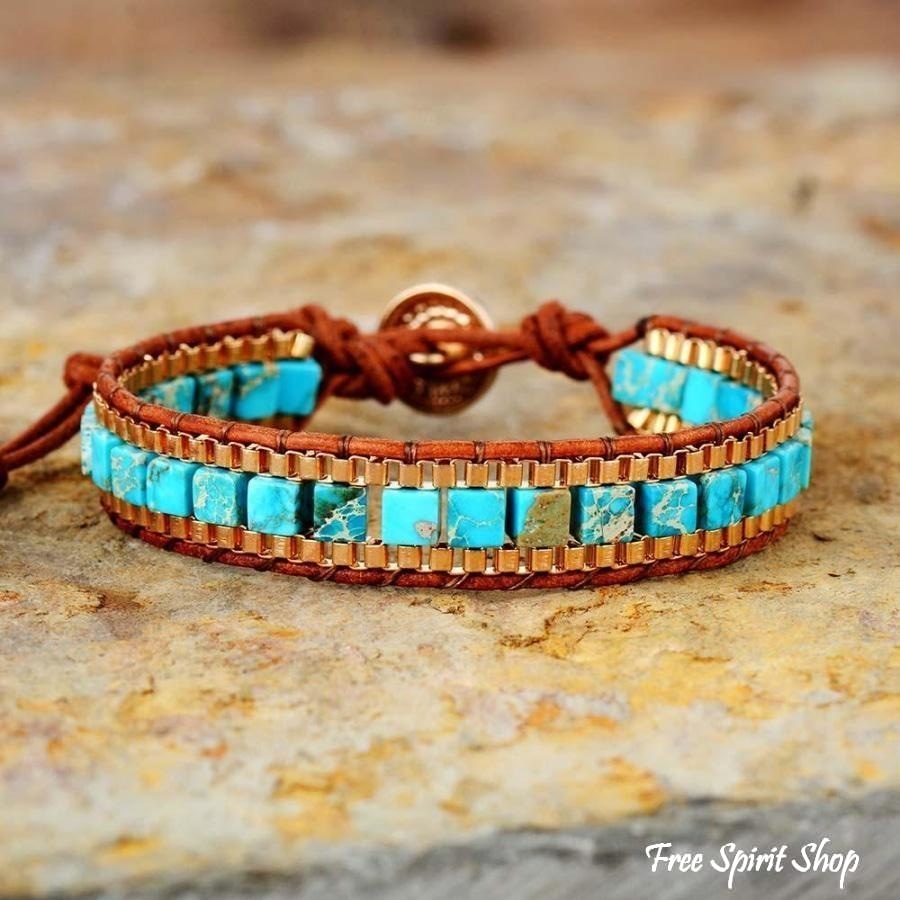 Wren | Handmade Turquoise Howlite Square Bead