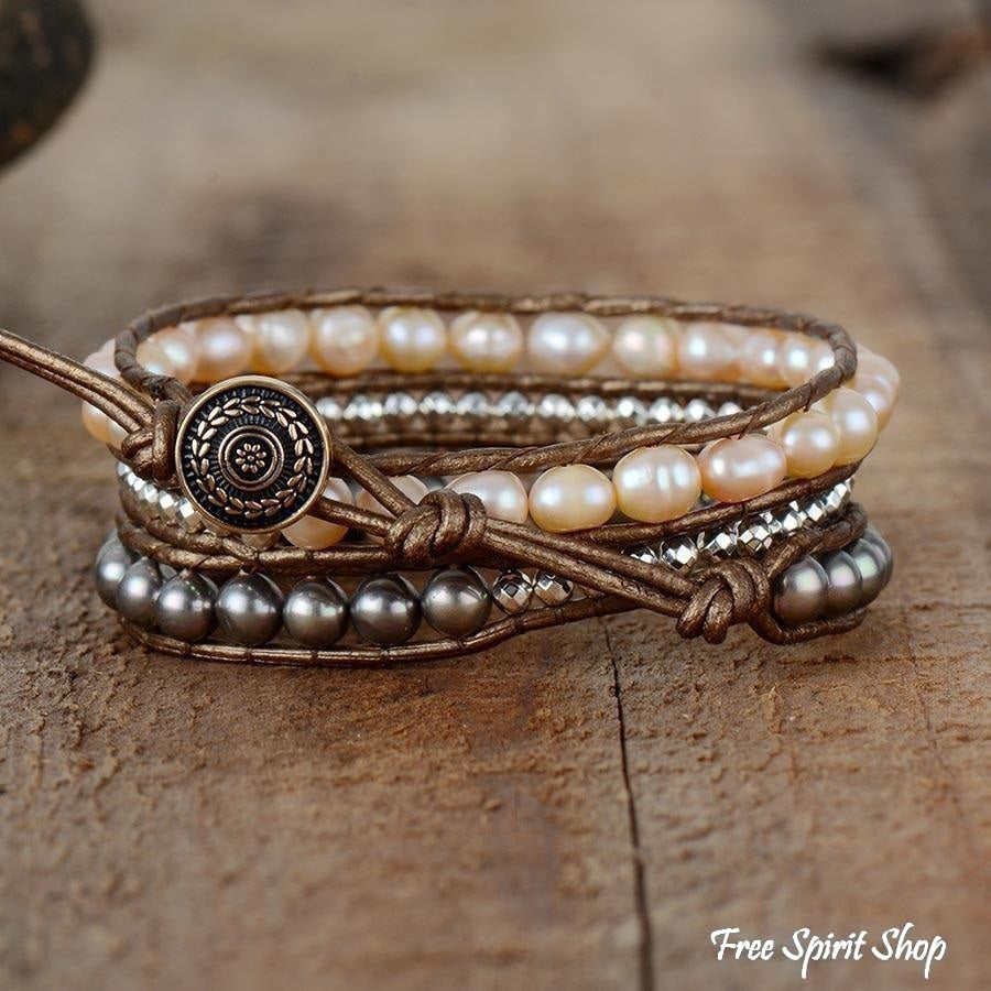 Emmeline | Handmade Two-tone Freshwater Pearl Wrap