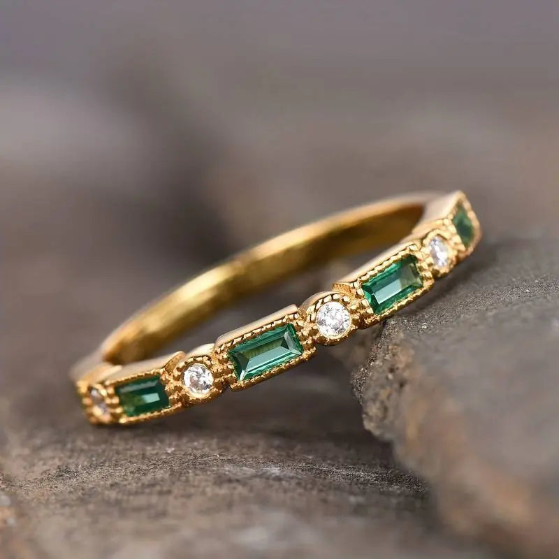 Paige | Green Zirconia Gold Ring