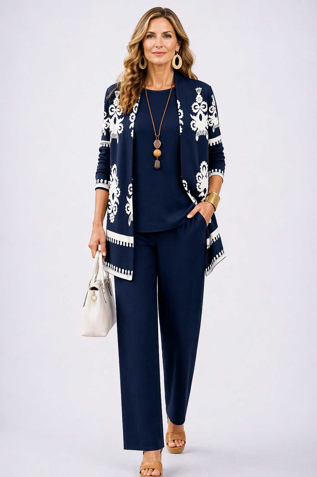 Carol | Navy Blue Three-Piece Set