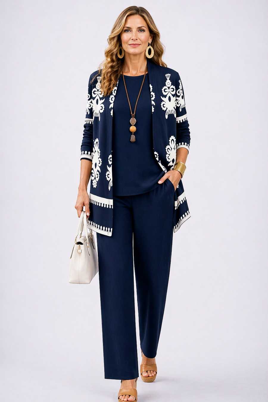 Carol | Navy Blue Three-Piece Set