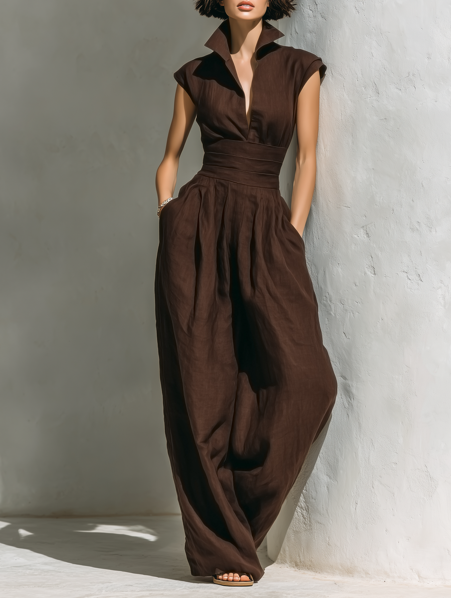 Evelyn | Linen Blend Jumpsuit Cap