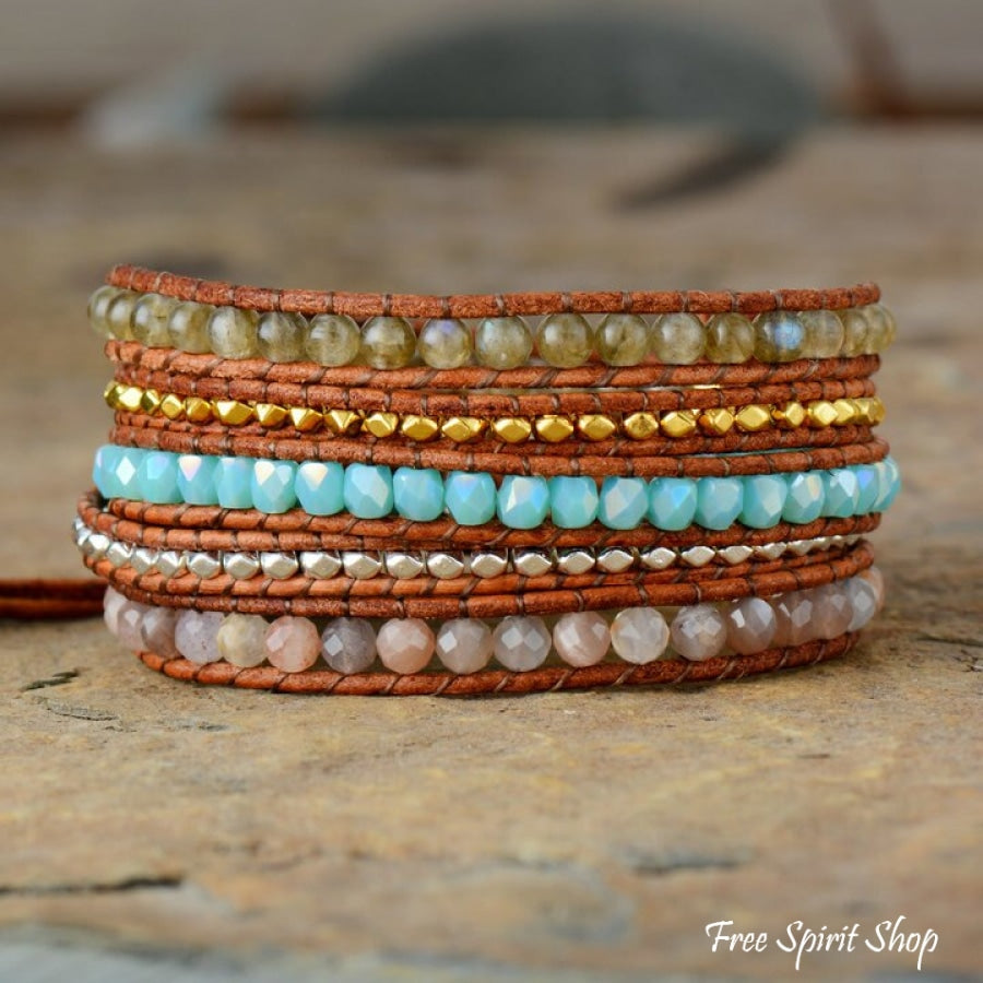 Molly | Agate & Labradorite Beaded Wrap