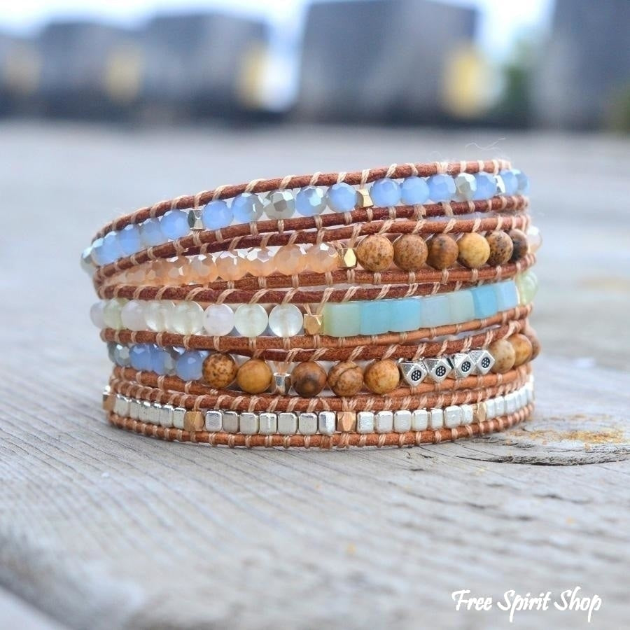 Kit | Amazonite & Jasper Leather Wrap