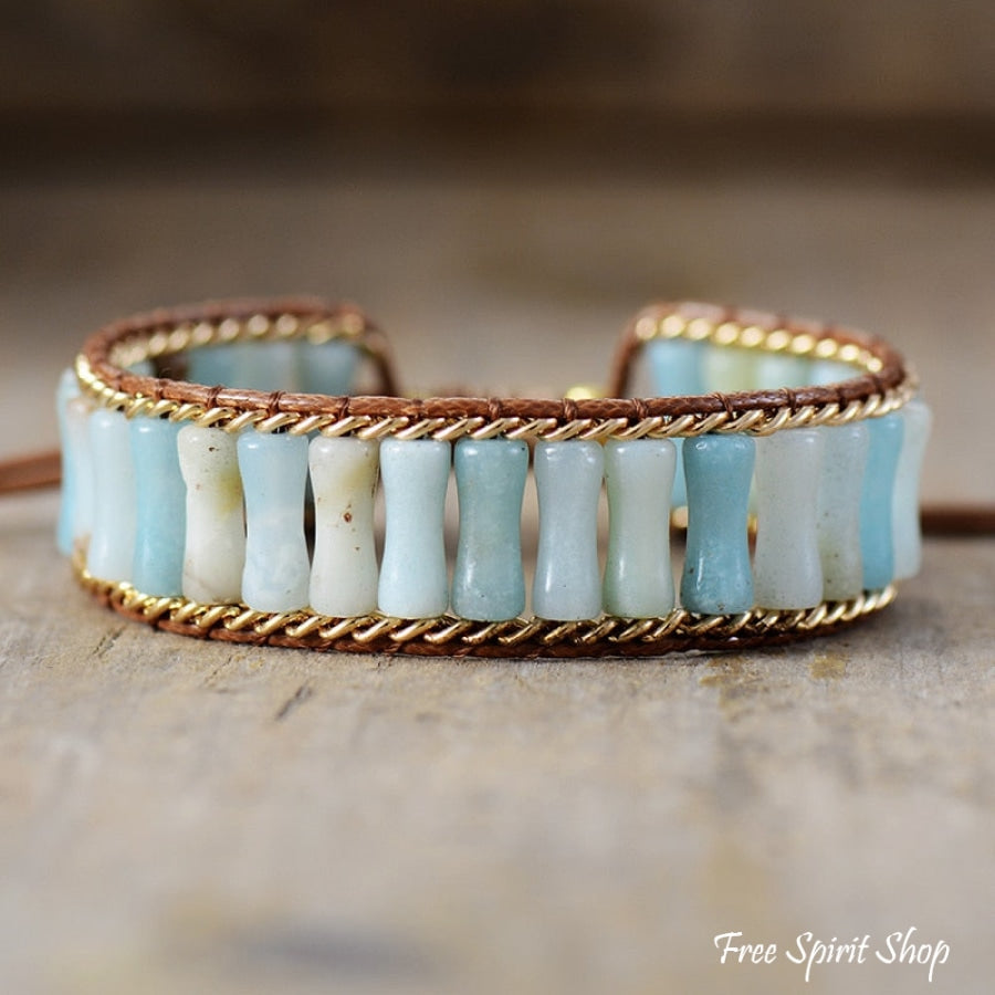 Pearl | Amazonite Tubes & Gold Chain