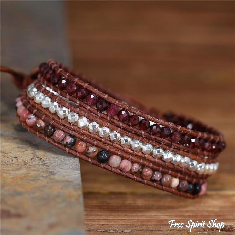 Vivienne | Garnet & Rhodonite Beaded Wrap