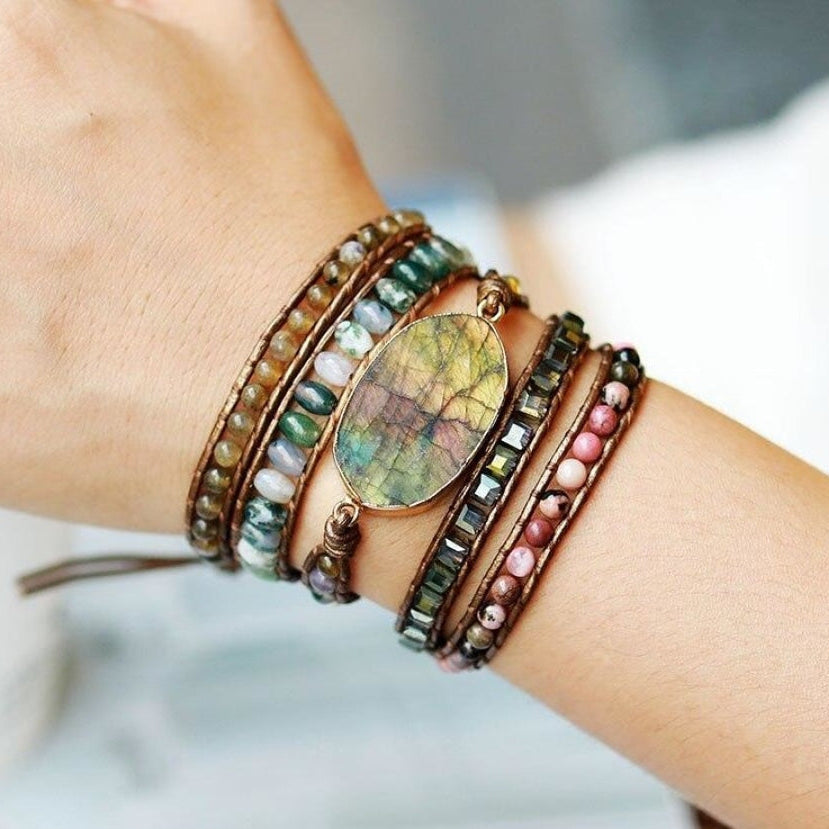 Alice | Labradorite Rhodochrosite & Moss Agate