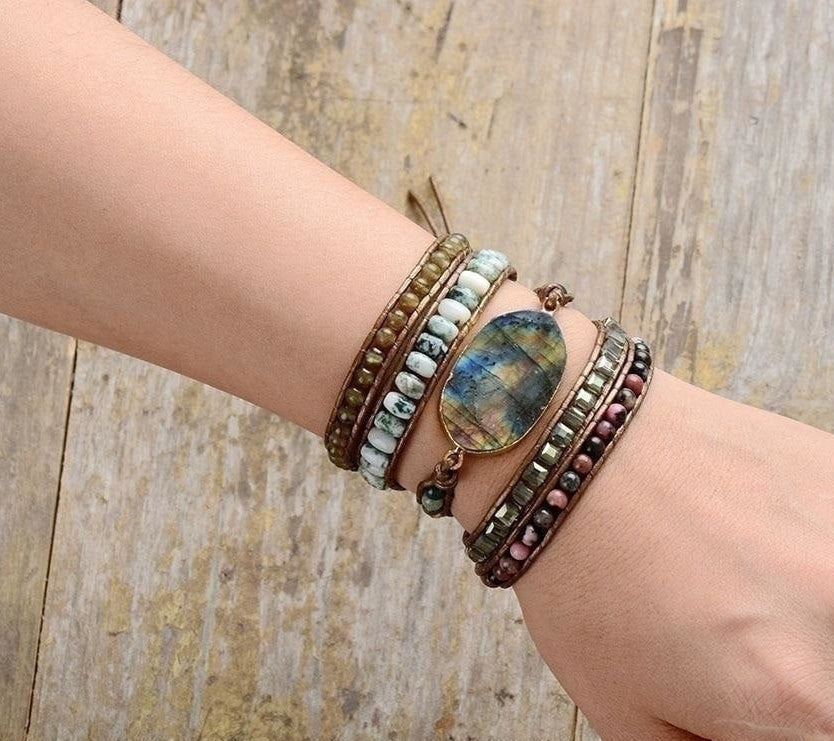 Alice | Labradorite Rhodochrosite & Moss Agate