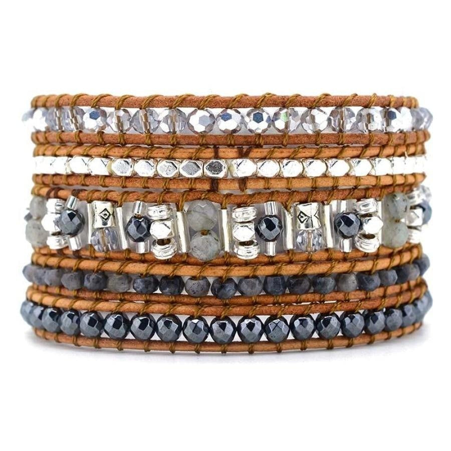 Becca | Labradorite Stone Leather Wrap