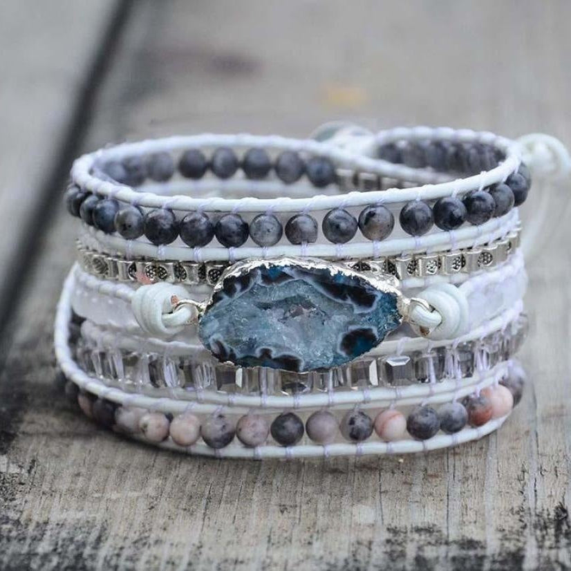 Anastasia | Labradorite, White Jade & Druzy