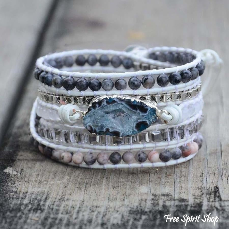 Anastasia | Labradorite, White Jade & Druzy