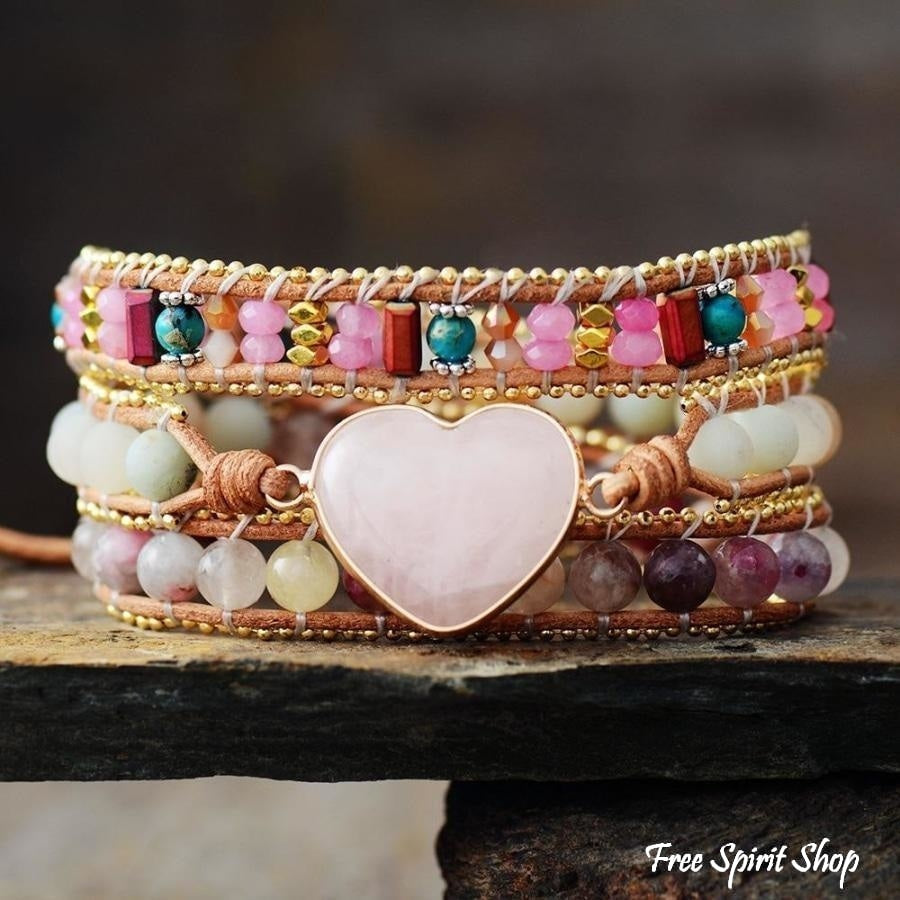 Harriet | Rose Quartz Heart & Amazonite