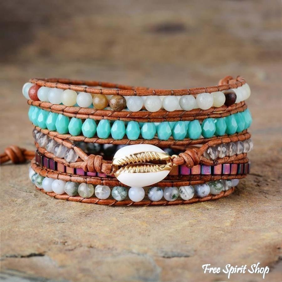 Lola | Shell Wrap Bracelet With Amazonite