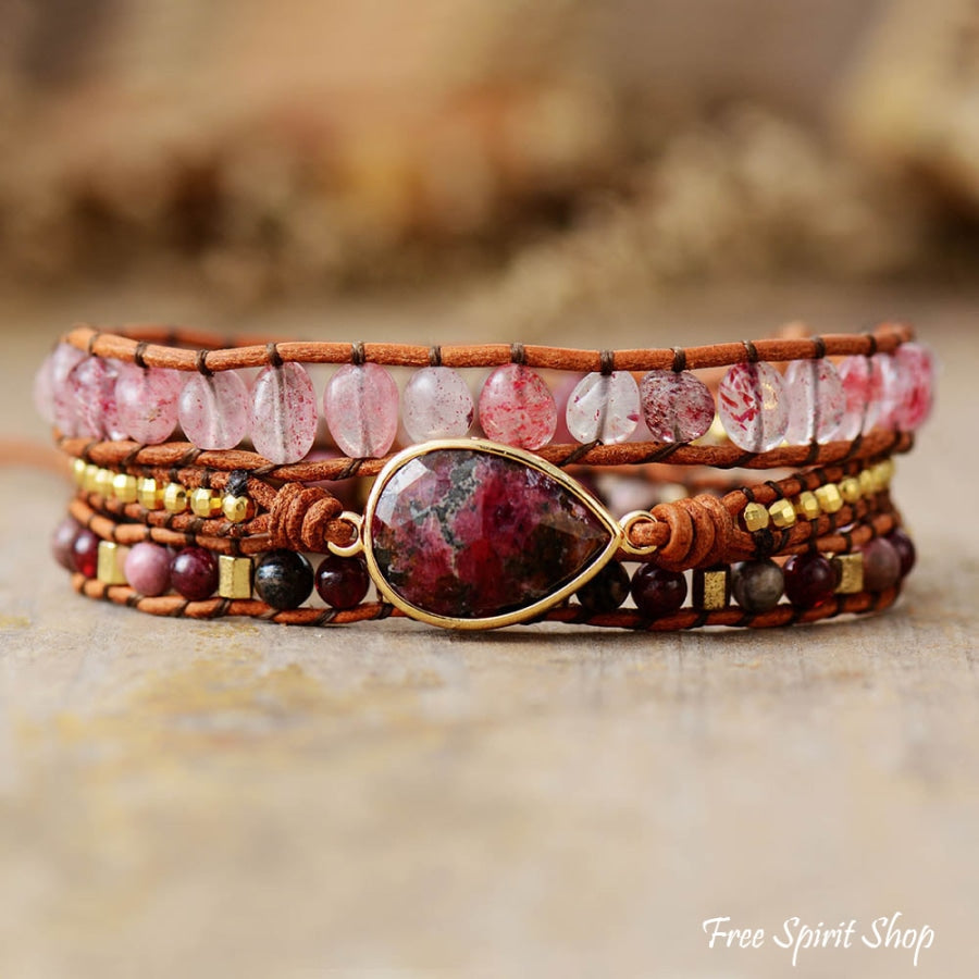 Jasmine | Strawberry Quartz & Garnet Wrap