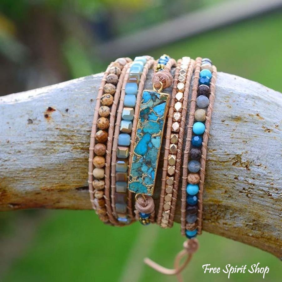 Katie | Turquoise & Jasper Beaded Wrap