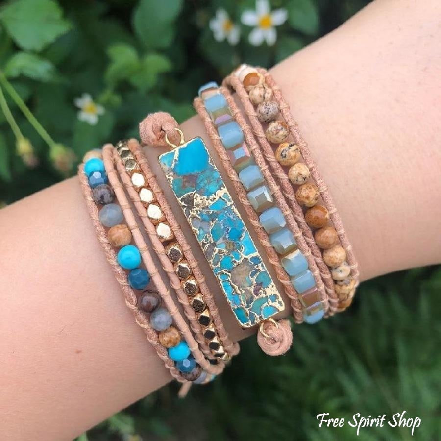 Katie | Turquoise & Jasper Beaded Wrap