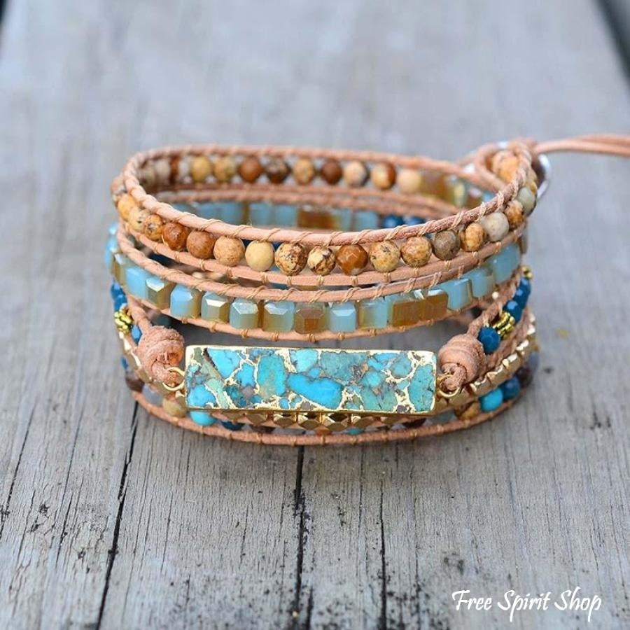 Katie | Turquoise & Jasper Beaded Wrap