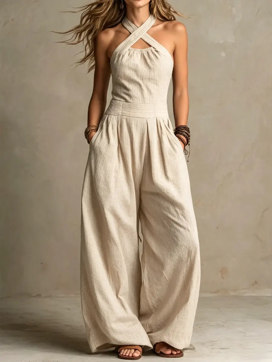 Bianca™ | Crossover jumpsuit that flatters the shoulders and slims the silhouette