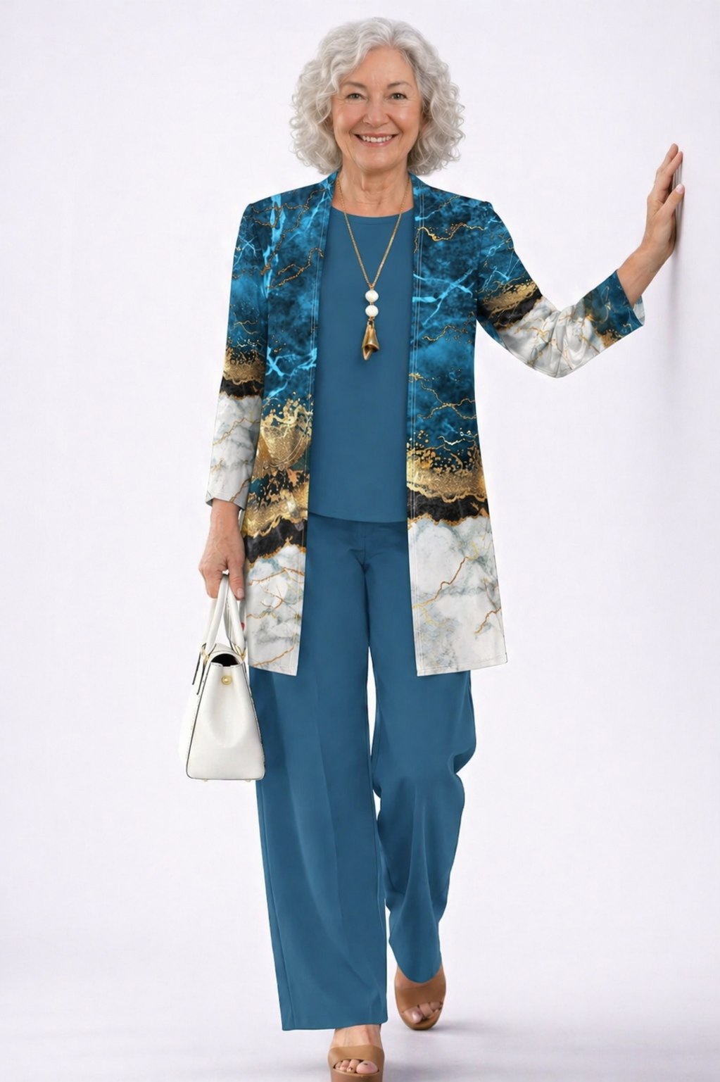 Teresa | Blue & Gold Marble Three-Piece Set