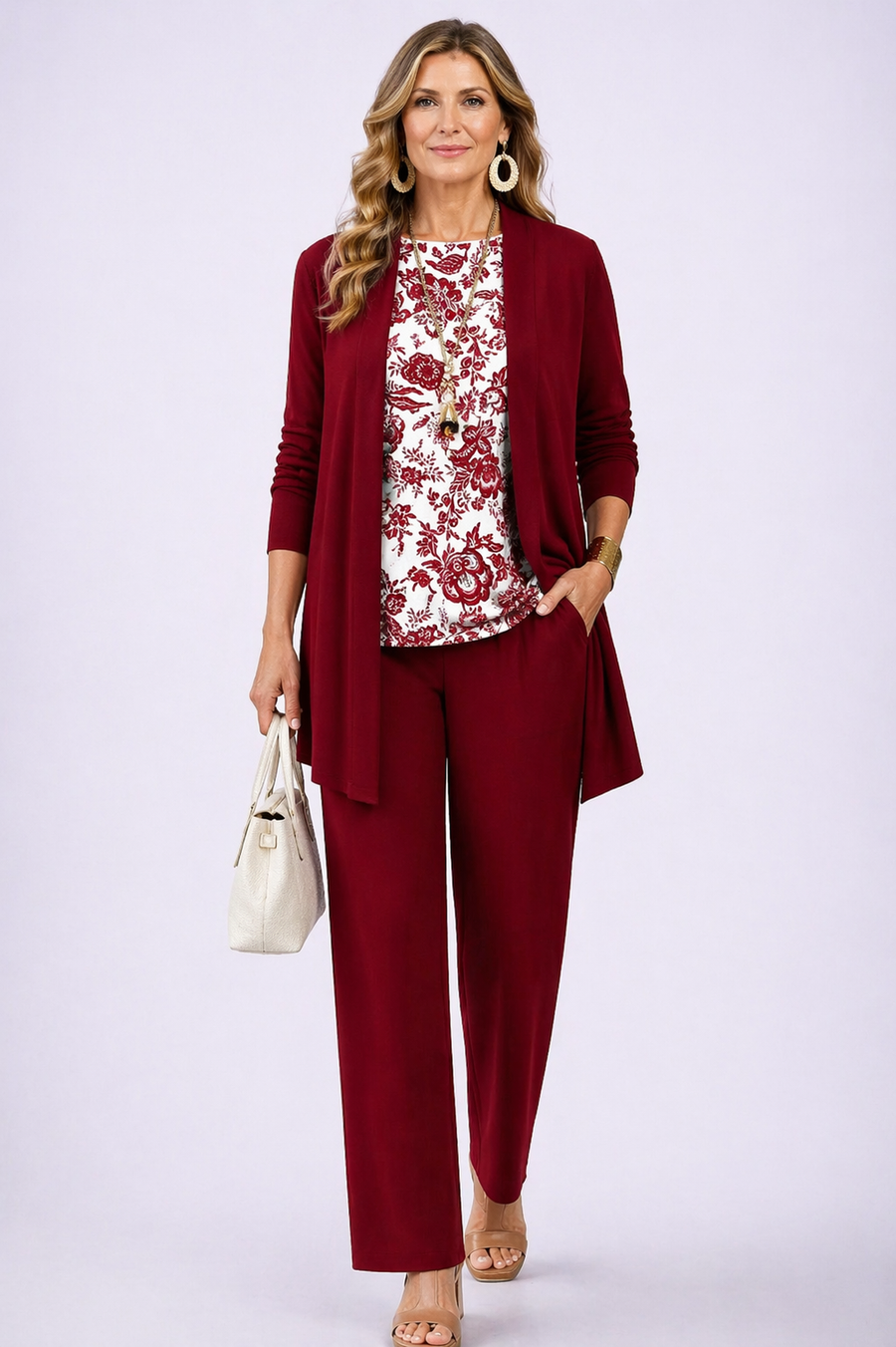 Denise | White & Red Three-Piece Set
