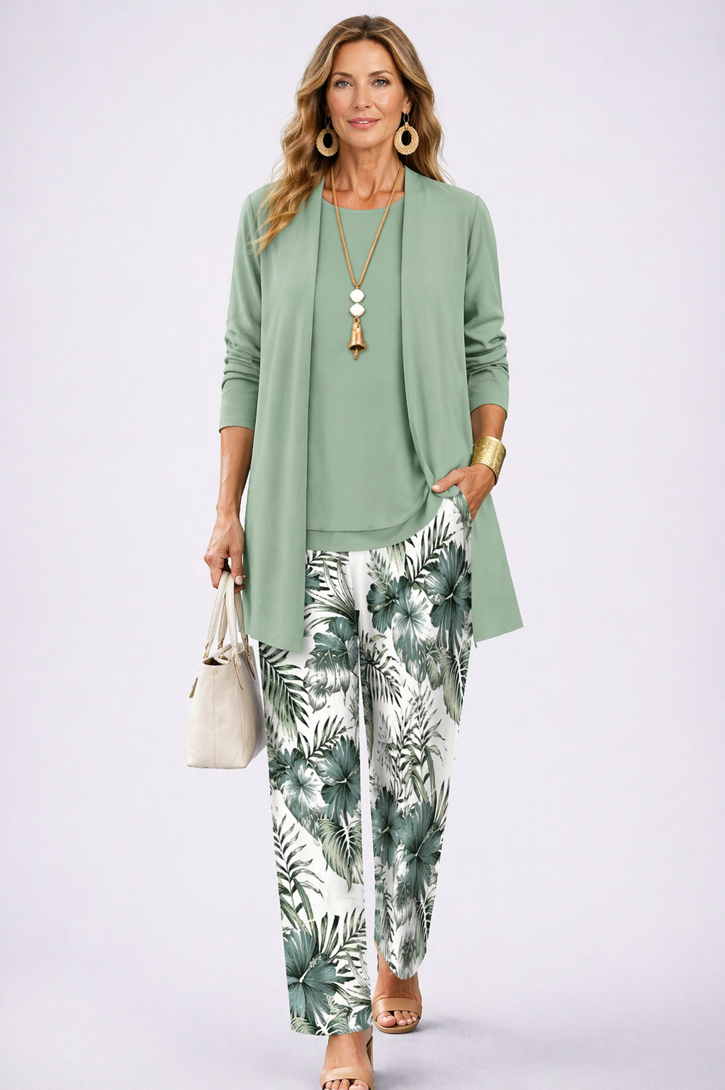 Lorraine | Green & White Three-Piece Set